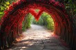 Concentric heart tunnel. charming and romantic backdrop