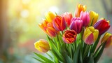 Fototapeta Tulipany - Growing tulips flowers