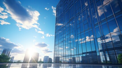 Wall Mural - Photorealistic Tall building and behind it a beautiful and sky