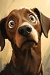 cartoon drawing shocked looking brown Labrador сreated with Generative Ai