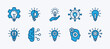 Set of creative business innovation icon. Light bulb with cog, lamp with brain. Containing idea, solution, inspiration, creativity, intelligence, imagination, thinking, invention. Vector illustration