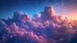 Night sky filled with colorful clouds and soft, glowing stars