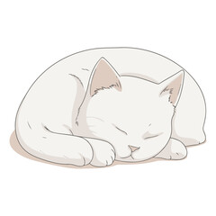 Wall Mural - Sleeping cat on a white background in cartoon style.