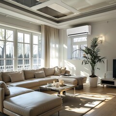 Wall Mural - Living room interior with air conditioner. Interior design