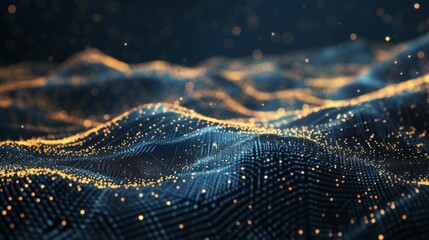Abstract technology background with dynamic particle wave