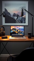 Canvas Print - Minimalistic Podcast interior Setup. Interior design