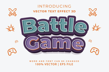  Editable 3D text effect - Battle game 3d cartoon style premium template vector.