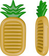 pineapple pool float. pineapple shaped pool raft. isolated inflatable mattress top and side view	