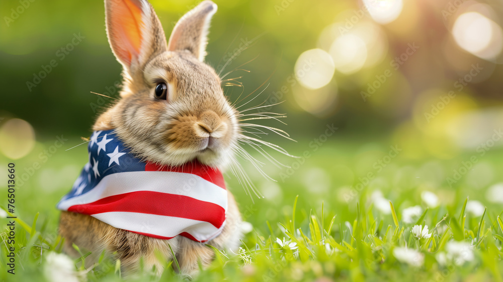 cute rabbit wear american flag, that is symbol of Independence Day ...