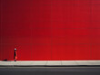 red wall and a girl