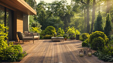 Beautiful Wooden Terrace With Garden