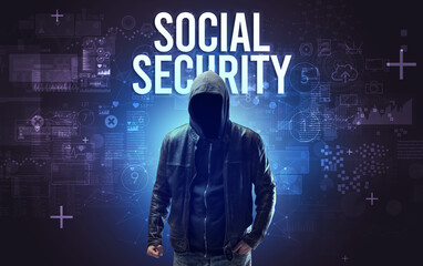 Poster - Faceless man with online security concept