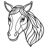 Fototapeta Konie - Horse Head  Line Art Vector Illustration
