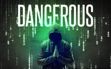Poster - Faceless hacker with inscription concept