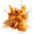 orange dry soil explosion isolated on white background.Abstract dust explosion on white background