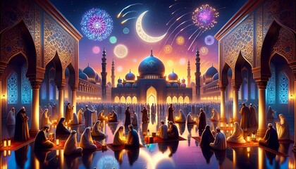 Wall Mural - Eid mubarak celebration background.