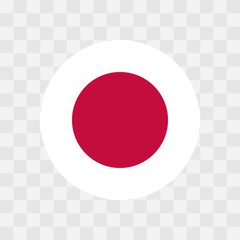 Japan flag - circle vector flag isolated on checkerboard transparent background