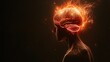 3d x-ray of human head that shows brain on fire