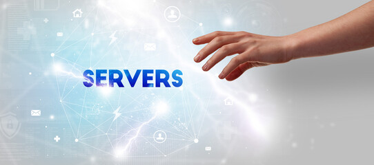 Poster - Hand pointing at inscription concept