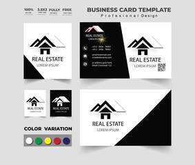 Wall Mural - Real estate icon logo template illustration design and business card