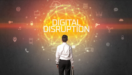 Poster - Rear view of a businessman, online security concept