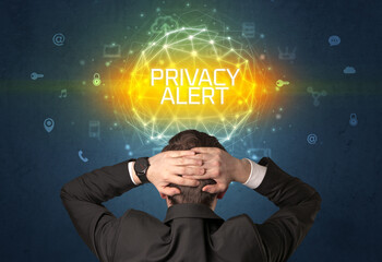 Poster - Rear view of a businessman, online security concept