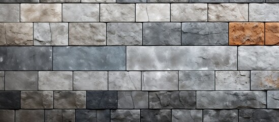 A detailed view of a brick wall showing a mix of brown and gray blocks