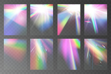 Wall Mural - Crystal set glas light rainbow reflection effect.Optical,lights,glare,template.	
