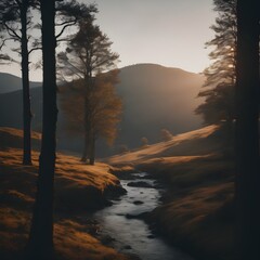 Wall Mural - sunrise in the mountains