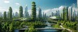  Green city eco concept of city of the future green energy