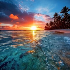 Wall Mural - Sunset in the Maldives