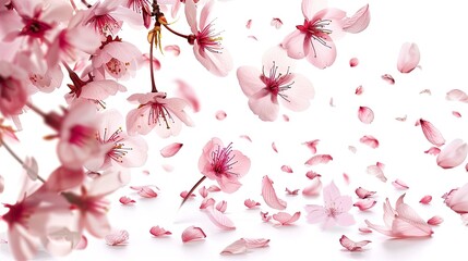 Canvas Print - Falling Cherry Blossoms. Generative AI