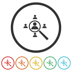 Canvas Print - Search for employees and job icon. Set icons in color circle buttons