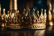 beautiful queen king crown over wooden table