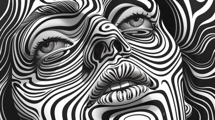 Sticker - A black and white drawing of a woman's face, AI