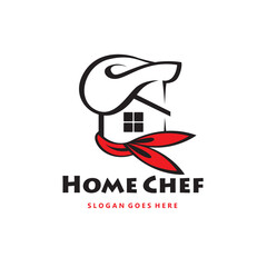 Wall Mural - monochrome home chef icon with hat isolated on white background