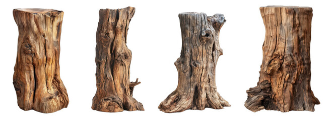 Tree stumps, isolated on transparent or white background