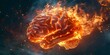 Side view of a brain on fire representing neurological diseases like Parkinsons Alzheimers dementia or Multiple Sclerosis. Concept Neurological Disorders, Brain Health, Medical Conditions