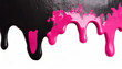 © happyjack29 - Black and pink paint dripping on white background. Minimal makeup or fashion concept.