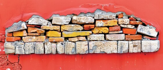 Sticker -  Red wall, bricks, background