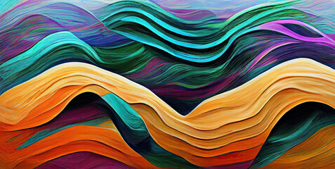 Wall Mural - Abstract organic waves. Colorful art landscape with organic waves and shapes.