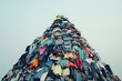 Excessive clothing waste in landfill due to overproduction and consumption causing environmental harm and pollution. Concept Fast Fashion, Textile Waste, Environmental Impact, Sustainable Fashion