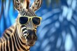 © GraphicXpert11 - Design a sophisticated zebra wearing fashionable sunglasses, against a refreshing mint green background, exuding confidence and poise in its unique sense of style