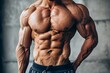 © anatolir - Sculpted Athletic man abs. Man strong body. Generate Ai