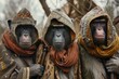 Mischievous Medieval monkey baboon. Old clothes. Generate Ai