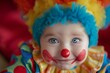 Whimsical Baby clown costume. Circus smile party. Generate Ai