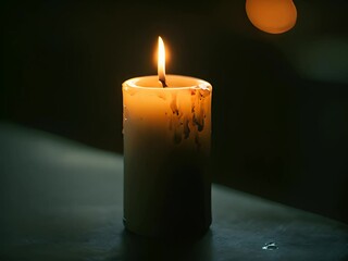 Wall Mural - a lit candle sitting on top of a table