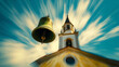 Photo of the Resonant Echo of a Church Bell Against a Serene Sky, Heavenly Chimes 