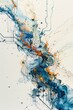 Abstract watercolor circuitry with metallic hues and electric blue lines tech-inspired background