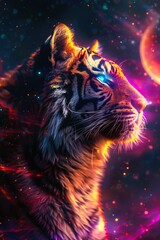 Wall Mural - tiger in the night sky